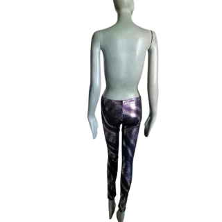 Legging Y2K Metallico Purple Black Made in Francia