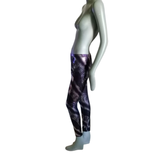 Legging y2k metálico roxo preto feito em frança