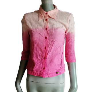 Blusa Vintage Cor-de-rosa Gradiente Embossed Leis - Nove Elle