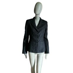 Archief Simultaneous Jacquard Black Wol Blazer Jacket met label