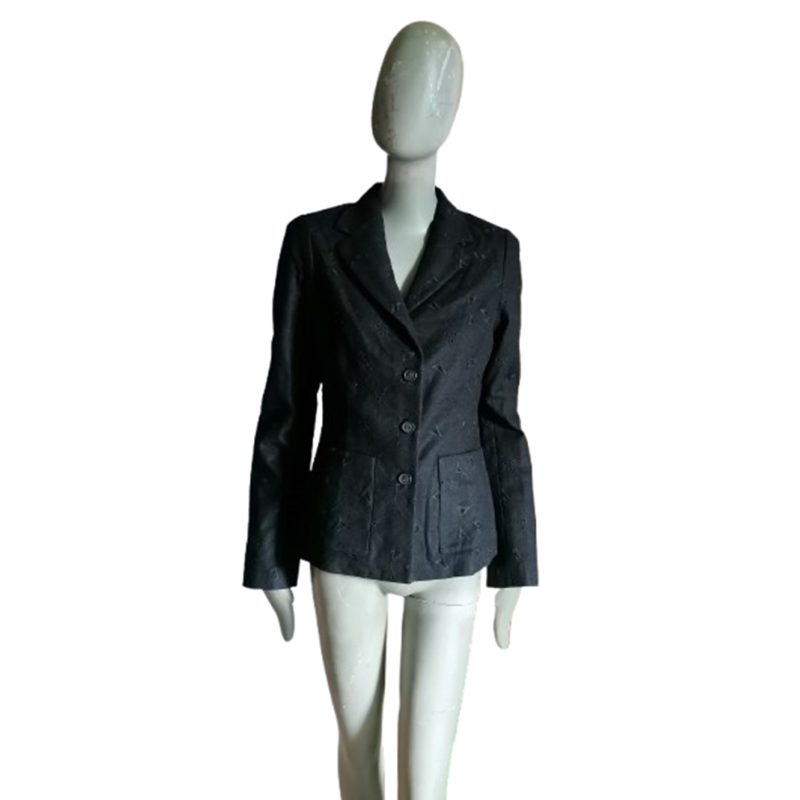 Archiv Simultaneous Jacquard Black Woll Blazer Jacke mit Etikett