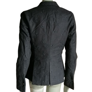 Archive Simultaneous Jacquard black wool blazer jacket with label