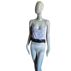 Versace Jeans de costura - Top Y2K con lentejuelas negras y plateadas