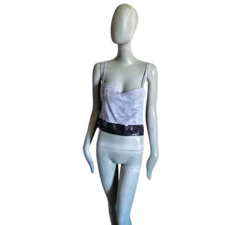Versace Jeans per cucire - Top Y2K con paillettes nero e argento