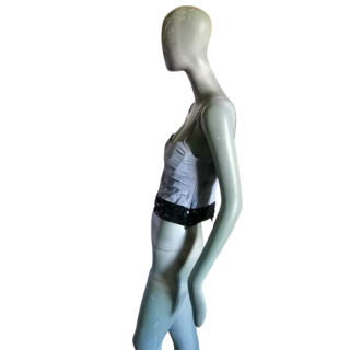 Versace Jeans de costura - Top Y2K con lentejuelas negras y plateadas