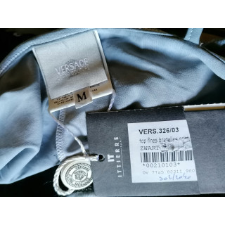 Versace Jeans de costura - Top Y2K con lentejuelas negras y plateadas