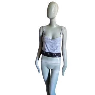 Versace Jeans per cucire - Top Y2K con paillettes nero e argento