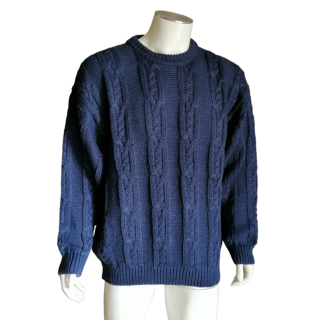 Vintage Navy Vintage Aran Sweater - Big Twisted Mesh