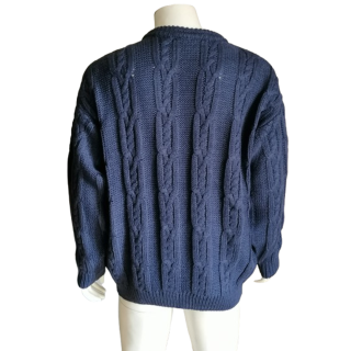Vintage Navy Vintage Aran Pullover - Big Twisted Mesh