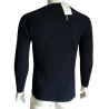 Vintage Pitti Made in Italy Navy Blue Ribbed Mesh
