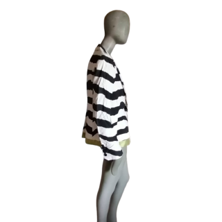 Blazer Clips gemaakt in Italië Zebra Zwart Wit Groen Strip Anis - Deadstock