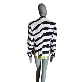 Blazer Clips gemaakt in Italië Zebra Zwart Wit Groen Strip Anis - Deadstock