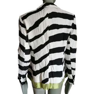 Blazer Clips Made in Italy Zebra Black White Green Strip Anis - Deadstock