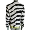 Blazer-Clips, hergestellt in Italien Zebra Schwarz Weiß Grüner Band Anis - Deadstock