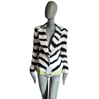Blazer Clips Made in Italy Zebra Black White Green Strip Anis - Deadstock