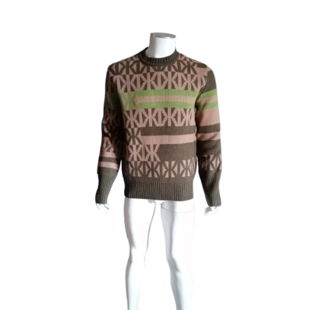 Suéter jacquard geométrico vintage m / l sin marca