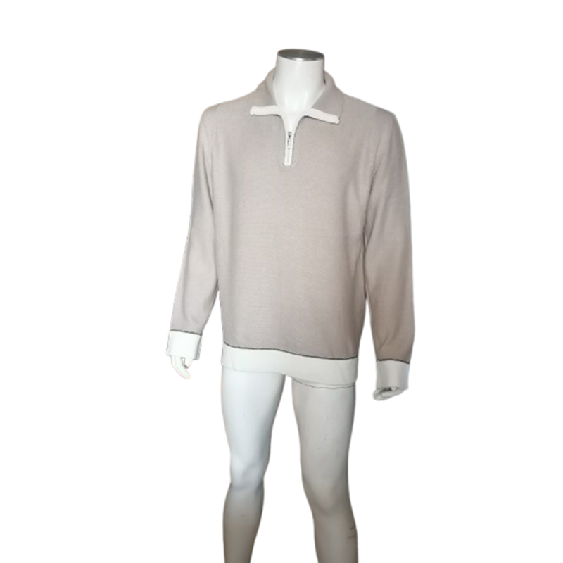 Cerruti Jeans Vintage 100% Baumwolle Halb-Zip Pullover Beige