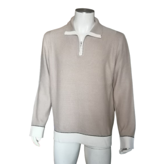 Cerruti Jeans Vintage 100% Baumwolle Halb-Zip Pullover Beige