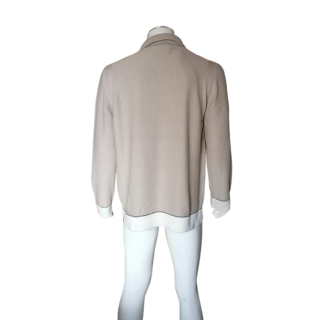 Cerruti Jeans Pull Demi-Zip Vintage 100% Coton Beige