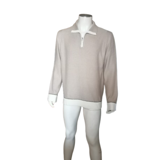 Cerruti Jeans Pull Demi-Zip Vintage 100% Coton Beige