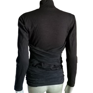 Oppio Jeans Archive – Haut drapé noir Made in Italy Deadstock Y2K
