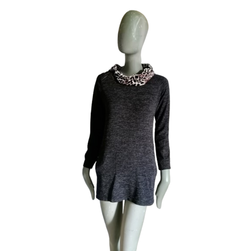 Tunique maille chinée col léopard – Pièce showroom années 2000