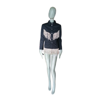 Deadstock Oppio Italia - Rare Y2K Cuero Camisa Occidental