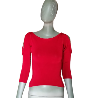 Twin-set pela Força Light Top Y2K Deadstock Vermelho Feito em Itália