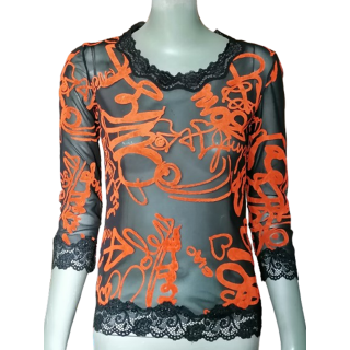 Clips More Deadstock Y2K Top Printed Brei & Lace