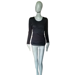Draped black veil top Oppio Jeans Made in Italy Y2K Deadstock