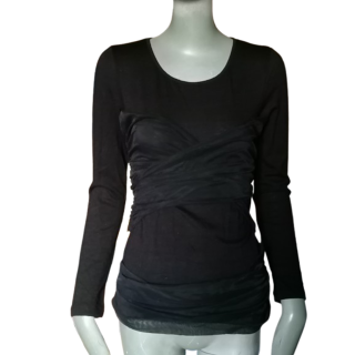 Draped black veil top Oppio Jeans Made in Italy Y2K Deadstock