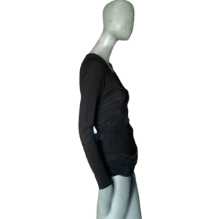 Draped black veil top Oppio Jeans Made in Italy Y2K Deadstock