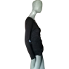 Drapierte schwarze Schleieroberseite Oppio Jeans Made in Italy Y2k Deadstock