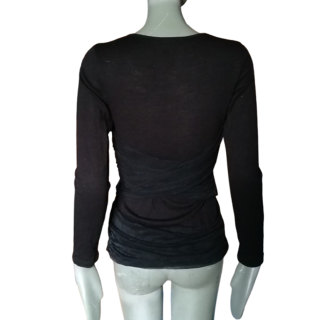 Top nero drappeggiato in velo nero Oppio Jeans Made in Italy Y2K Standtock