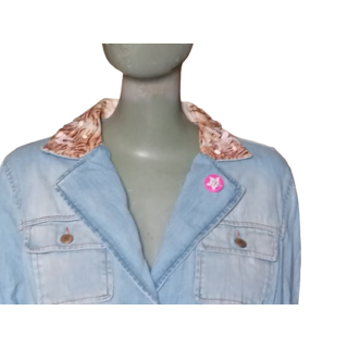 Vintage denim jacket Clips More Collar con cuentas florales - Sala de coleccionistas Y2K