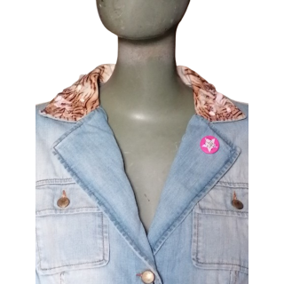 Vintage denim jacket Clips More Collar con cuentas florales - Sala de coleccionistas Y2K
