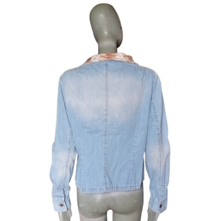 Vintage denim jacket Clips More Collar con cuentas florales - Sala de coleccionistas Y2K