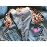 Vintage denim jacket Clips More Collar con cuentas florales - Sala de coleccionistas Y2K