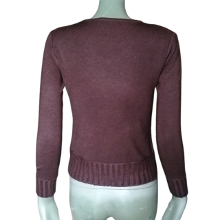 Pull Vintage SZ Fashion marron Deadstock Fleurs Strass