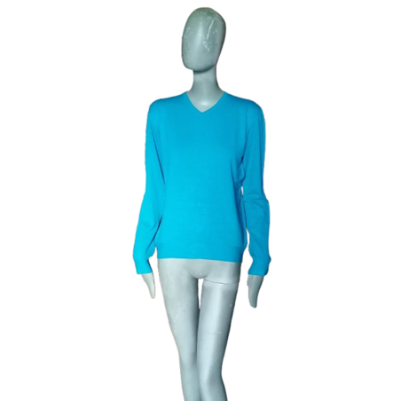 Turquoise viscose mesh sweater Simultaneous - Deadstock Italy Y2K