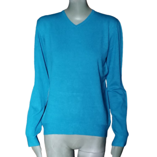 Turquoise viscose mesh sweater Simultaneous - Deadstock Italy Y2K