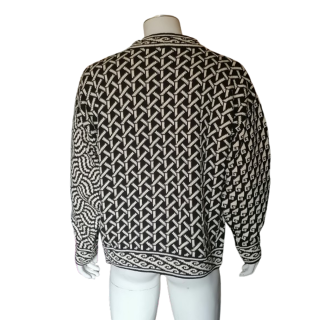 Vintage Pullover Penny Burdett Deadstock Jacquard Kunst Strick 100% Baumwolle