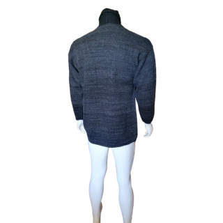 Pull col roulé vintage maille chinée bleu marine 90s