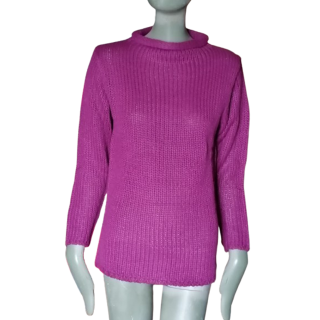 Pull Vintage Deadstock Mauve Violine Maille Épaisse Y2K