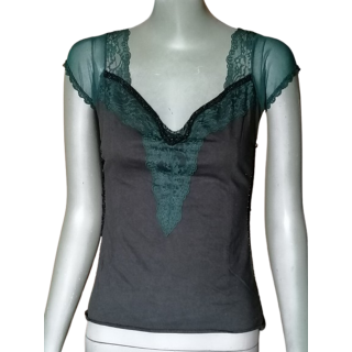 Ellus Deluxe Jeans - Top Lace & Mesh Deadstock Y2K Made in Brazil