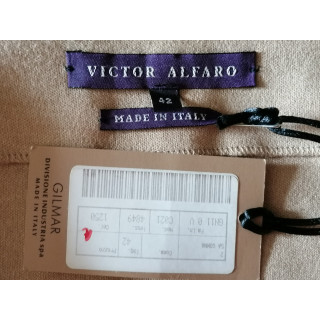 Victor Alfaro - Falda de malla de lana beige hecha en Italia, NWT