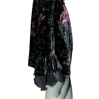 Blusa de terciopelo Damasco Tapiz y mangas Volantés Velaciones negras - Vintage Showroom