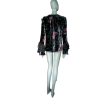 Blouse velours damassé tapisserie & manches volantées voile noir – Vintage showroom