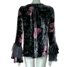 Damask Velvet Blouse Tapestry & Sleeves Volantés Black Sailing - Vintage Showroom