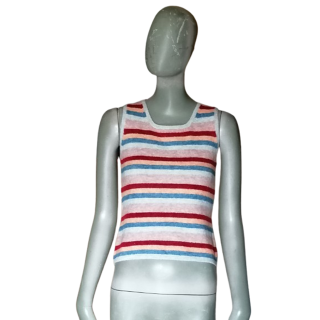 Balajo Y2K Made in Italy Striped Scratched Mesh Tank Top